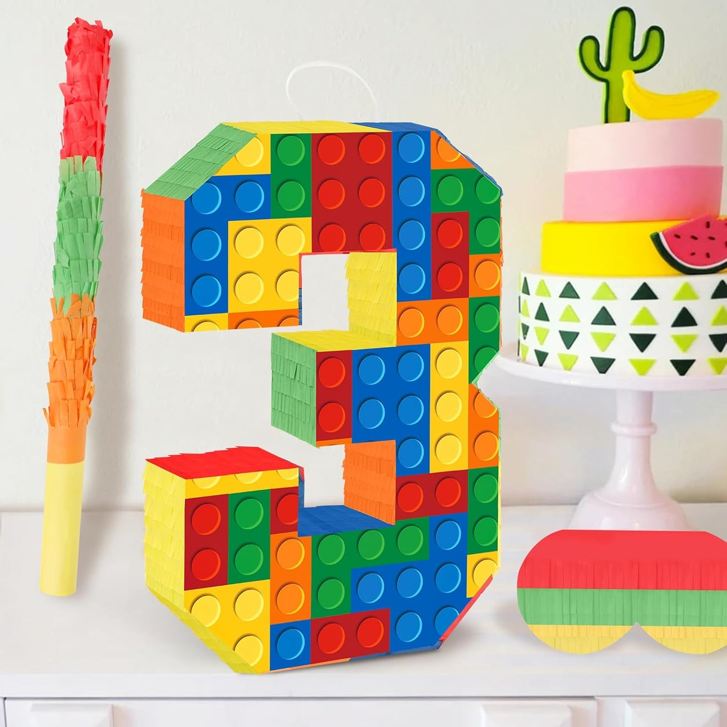 Hooqict Mexican Pinata with Blindfold and Bat Stick Party Pinata for Fiesta Carnival Cinco de Mayo Decorations Kids Adults Mexican Party Games Birthday Party Supplies
