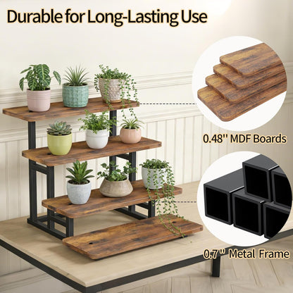 Lilybud--lily Cupcake Stand for 50 Cupcakes, 4 Tier Wooden Risers Display Stands Stepped Dessert Table Display Set with Metal Frame Tiered Tray Stand Serving Trays for Party Farmers Market Display
