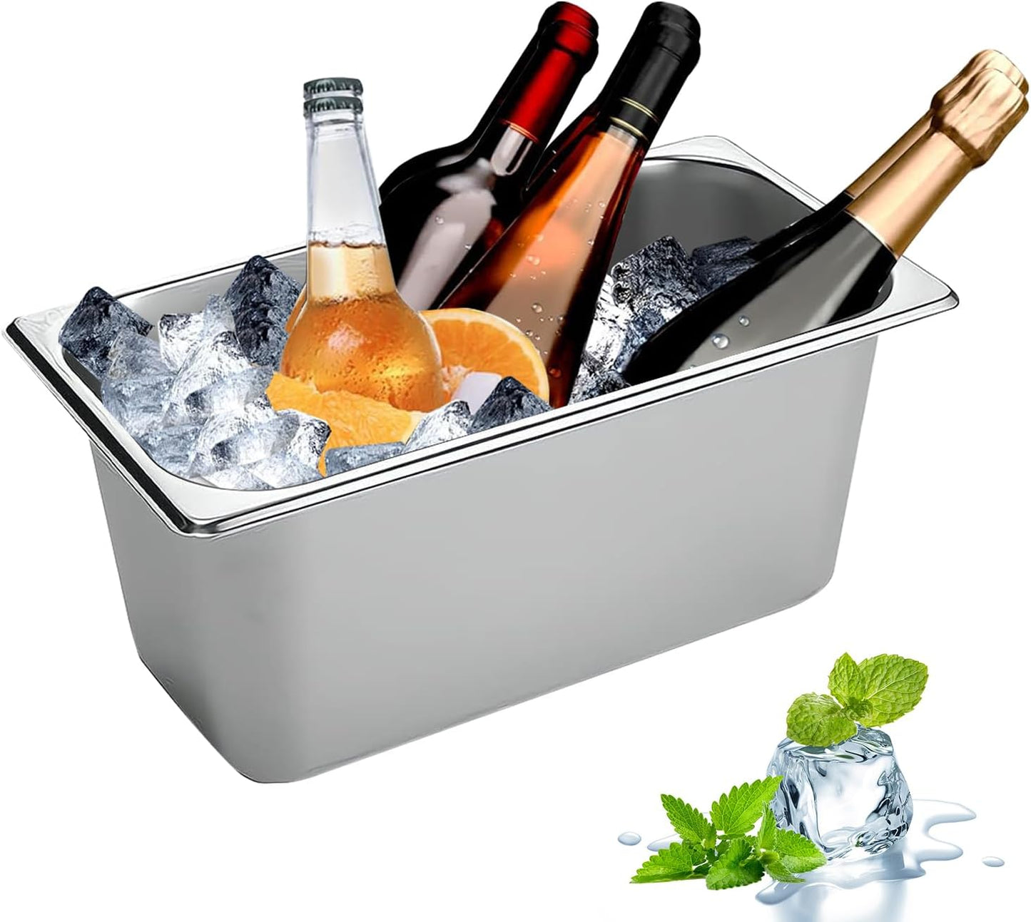 5.3L Stainless Steel Ice Bucket Wine Beer Champagne Bucket, Stainless Steel Ice Cube Bin for Parties & Cocktail Bar Camping