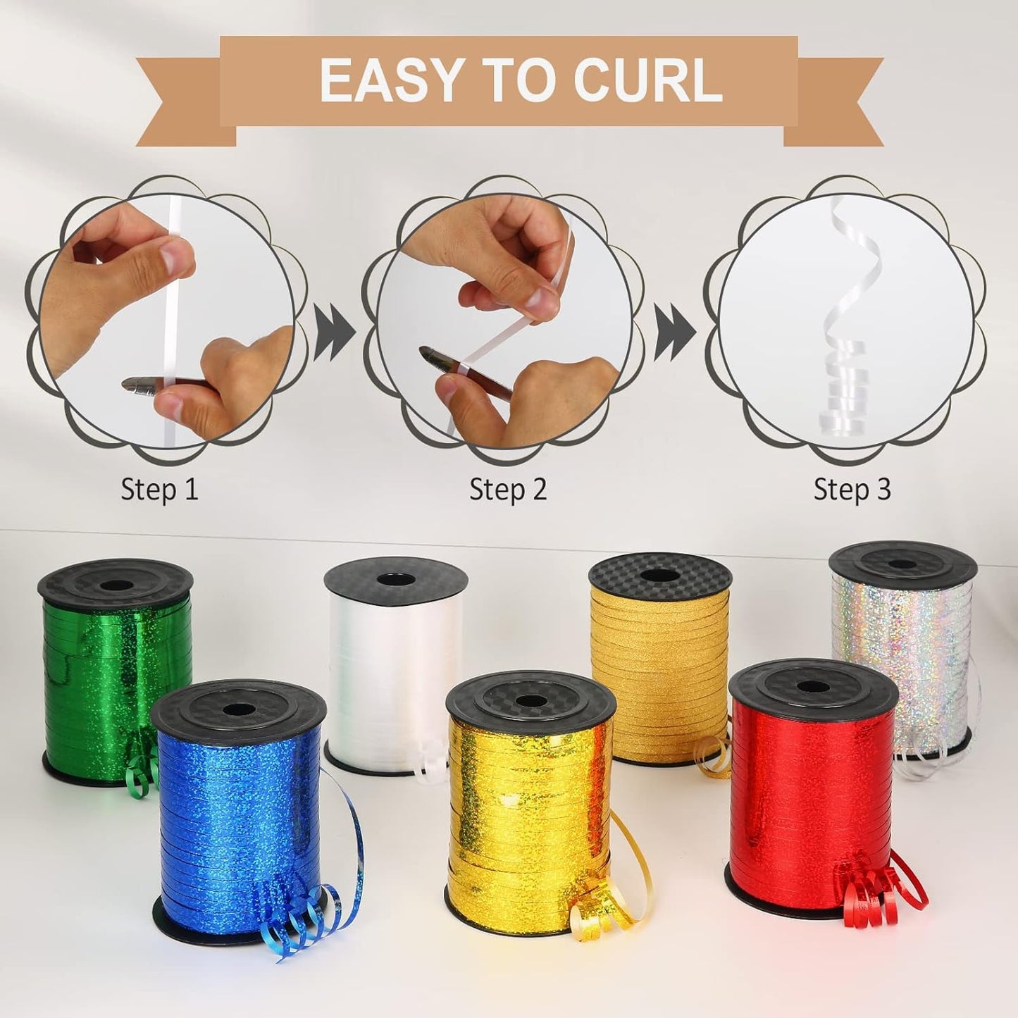 Rose Gold Curling Ribbon - 500 Yard Shiny Metallic Curling Ribbon for Gift Wrapping, Balloons, Birthdays & Parties