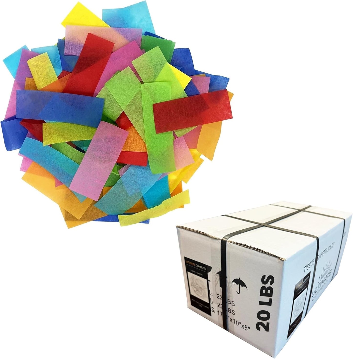 Ultimate Confetti, Multicolor Biodegradable Confetti - Rectangular Fluttering Tissue Paper Confetti for Cannon and Launcher use - Best for Holidays, Birthday, Wedding, and Parties - 1 lb, 16 oz