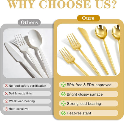Supernal 180pcs Black Plastic Silverware Set - Heavy Duty Disposable Utensils (60 Forks, 60 Knives, 60 Spoons) - Elegant Black Cutlery for Parties, Weddings & BBQ
