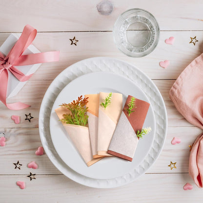 Layhit 100 Pcs Cocktail Napkins Disposable Beverage Napkins Square Paper Dessert Tissue for Wedding Birthday Celebration Party Supplies(Brown Series,5 x 5 Inch)