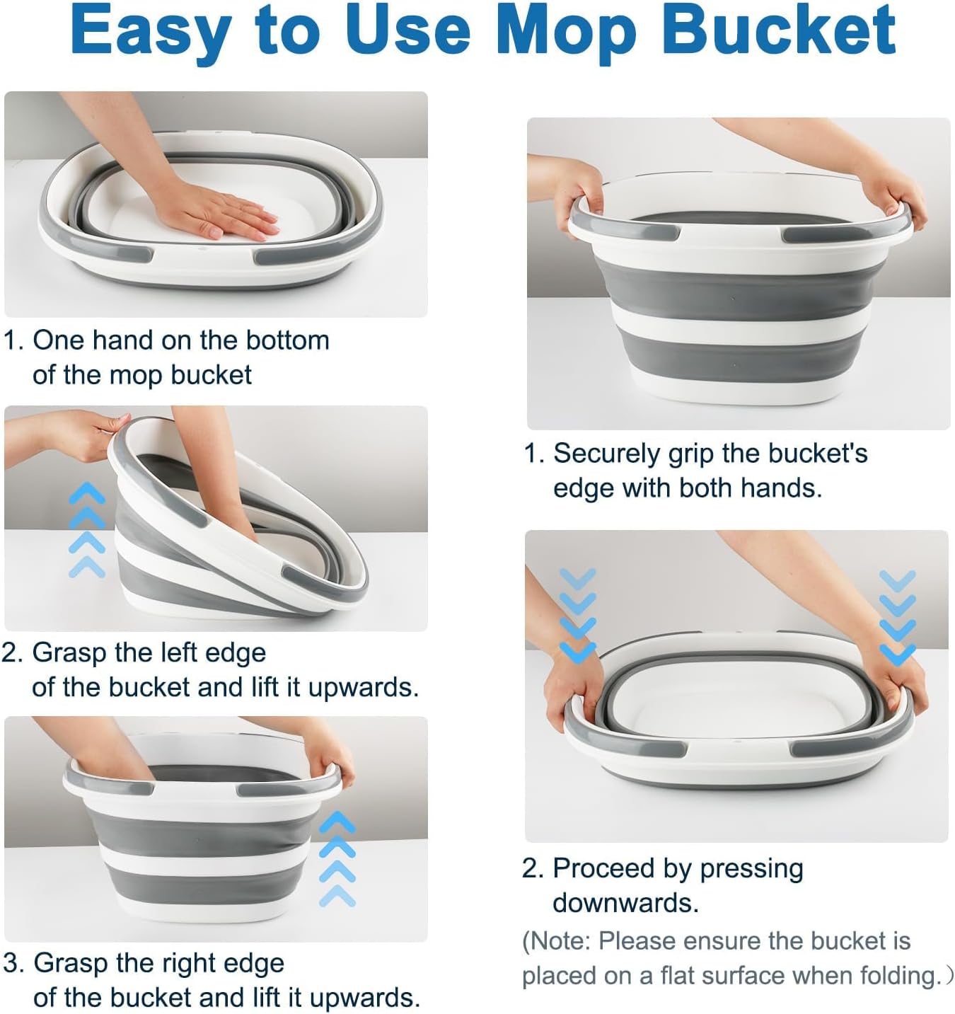 Collapsible Bucket for Cleaning, 4.2 Gallons Mop Bucket with Handle for Floor Window Car Washing, Silicone Ice Buckets for Parties Camping Fishing Beach, RV Laundry Storage Household Cleaning Supplies