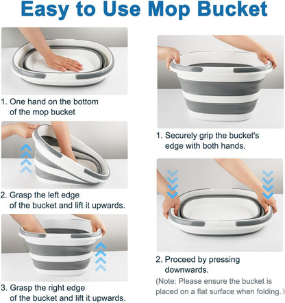 Collapsible Bucket for Cleaning, 4.2 Gallons Mop Bucket with Handle for Floor Window Car Washing, Silicone Ice Buckets for Parties Camping Fishing Beach, RV Laundry Storage Household Cleaning Supplies