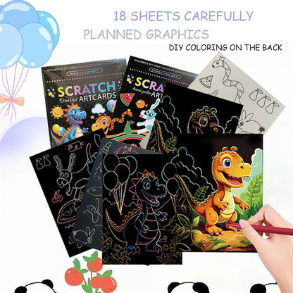 Scratch Art Bookmarks Kit, 24 Sheet Paper with Scratching Tools for DIY Party Favors, Christmas Stocking Stuffers