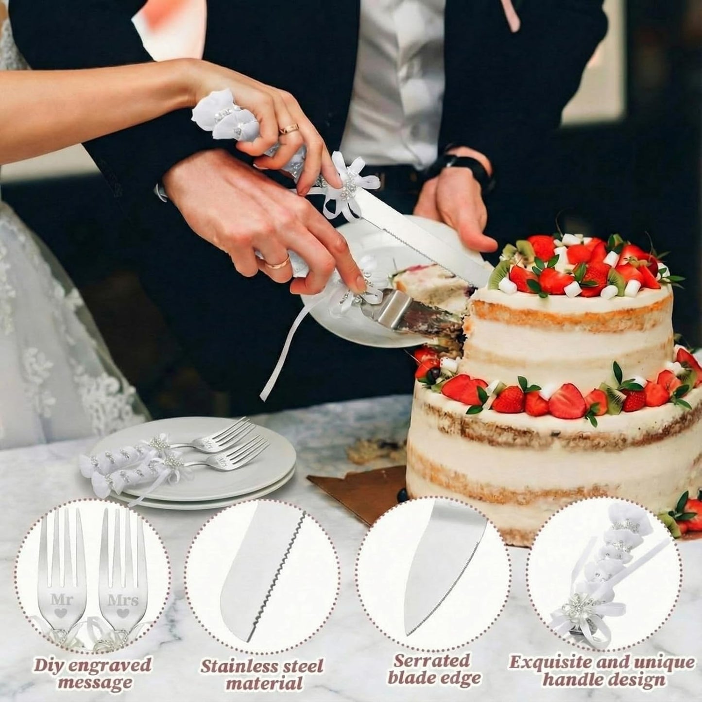 Wedding Cake Knife and Server Set Lace Rustic Handle Cake Cutting Set Pie Dessert Servers for Weddings Anniversaries Bridal Shower Couples Engagement Gifts