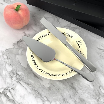 Cake Cutting Set for Wedding, Stainless Steel Cake Knife and Server with Anti-Rust 410 Grade, 2pcs Set for Cake, Pie, Pizza, Silver