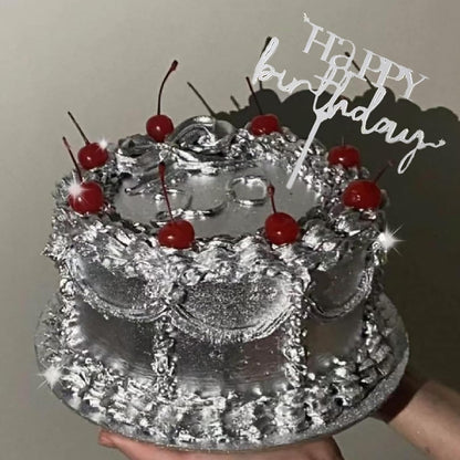 Gold Birthday Cake Topper, 6pcs Acrylic Birthday Cake Toppers Happy Birth Cake Toppers for Decorations Gold Topper for Girls Women's Party Decorations