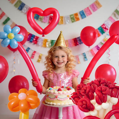 260 Clear Long Balloons for Animals, Thickening Skinny Latex Twisting for Arch Modeling Magic Clown Birthday Wedding Party Decorations 100pcs