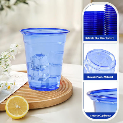 50 Pack Black Clear Plastic Cups 12 oz Disposable Drinking Cups for Wedding Black Birthday Party Supplies