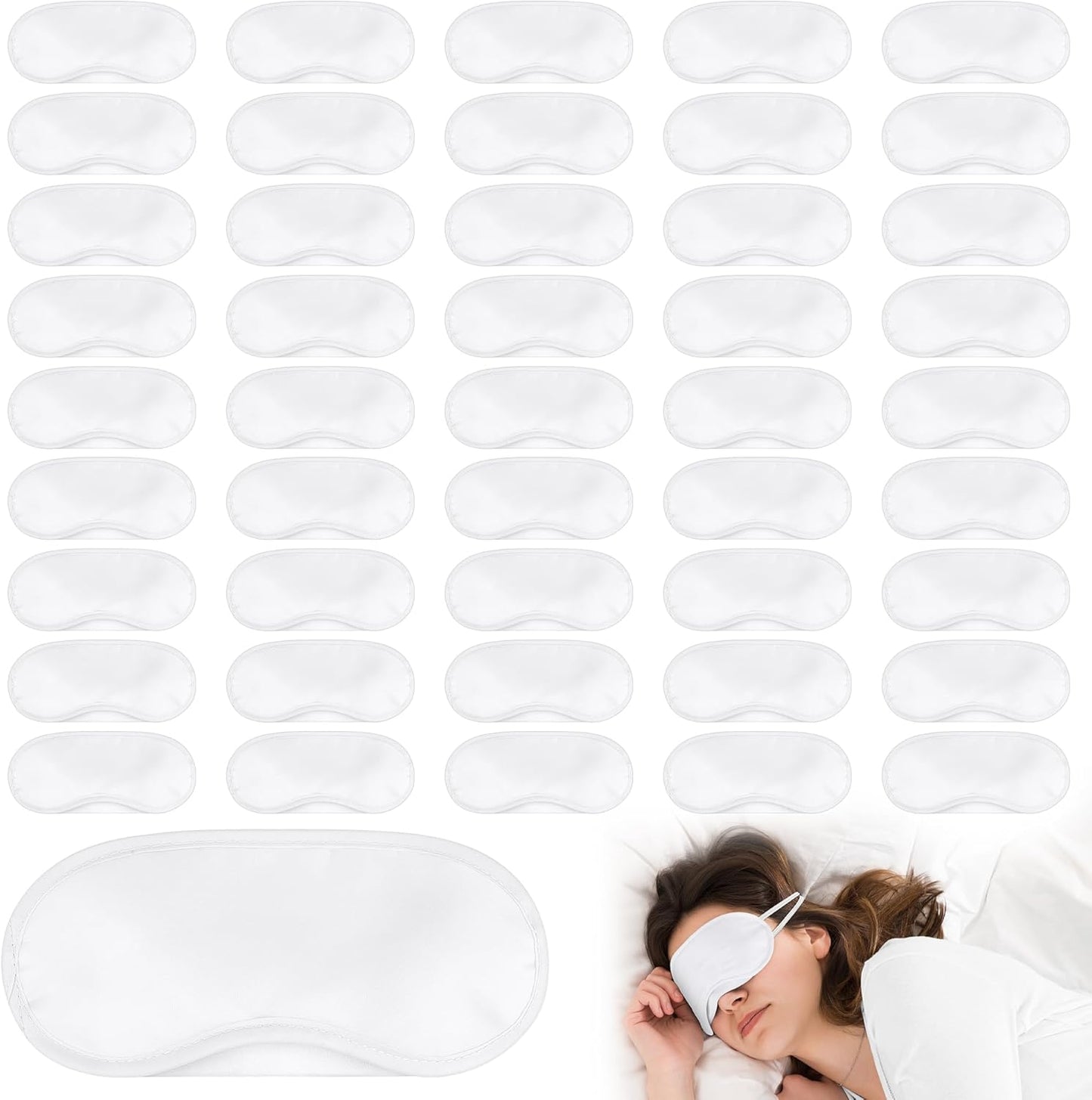 Aneco 50 Pieces Blindfold Eye Mask Shade Cover with Nose Pad and Adjustable Strap for Travel Sleep or Party Supplies