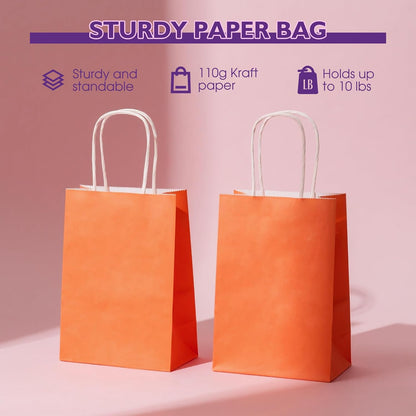 32 Pack Paper Gift Bags with Handles, 5.8"×3.2"×8.25" Party Favor Bags, Gift Bags, Small Gift Bags with Handles, Party Bags, Small Goodie Bags Bulk for Birthday, Crafts, Wedding, Party Supplies (8 Colors)