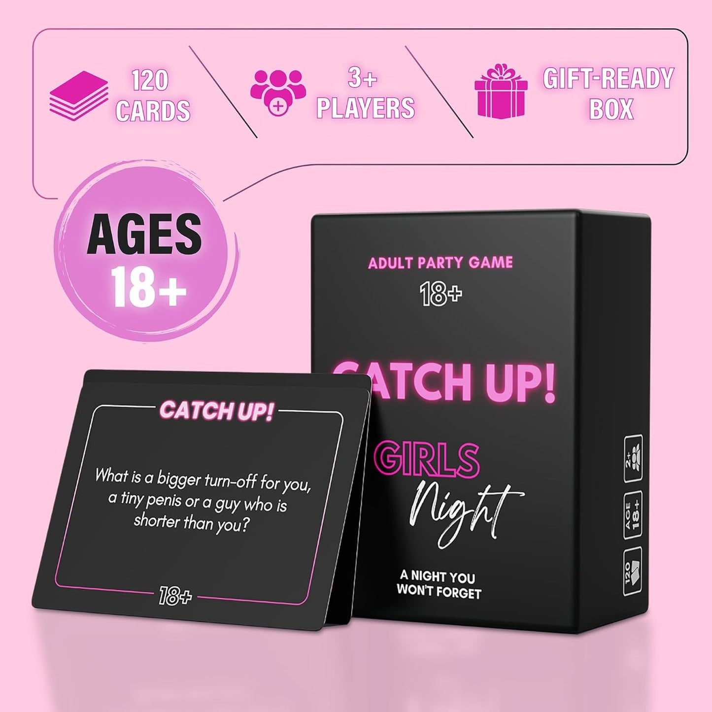 BETTER US Catch UP! Spicy Girls Night Card Game – Birthday & Bachelorette Gift | 18+ Conversation Starters for Women | Adult Games & Bachelorette Party