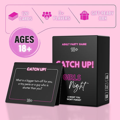 BETTER US Catch UP! Spicy Girls Night Card Game – Birthday & Bachelorette Gift | 18+ Conversation Starters for Women | Adult Games & Bachelorette Party