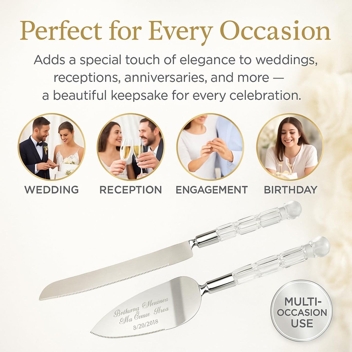 GIFTS INFINITY Personalized Wedding Cake Knife and Server Set with Engraving – Cake Cutting Utensil Set, Keepsake Gift for Wedding, Anniversary, Reception, Birthday & Other Occasions (CH-101WB)