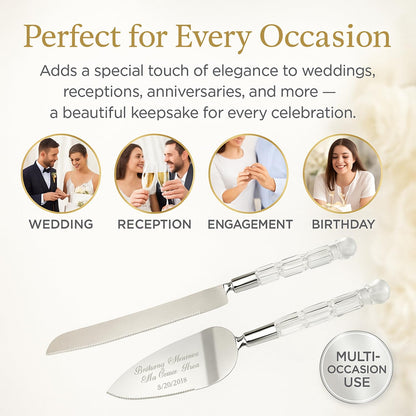GIFTS INFINITY Personalized Wedding Cake Knife and Server Set with Engraving – Cake Cutting Utensil Set, Keepsake Gift for Wedding, Anniversary, Reception, Birthday & Other Occasions (CH-101WB)