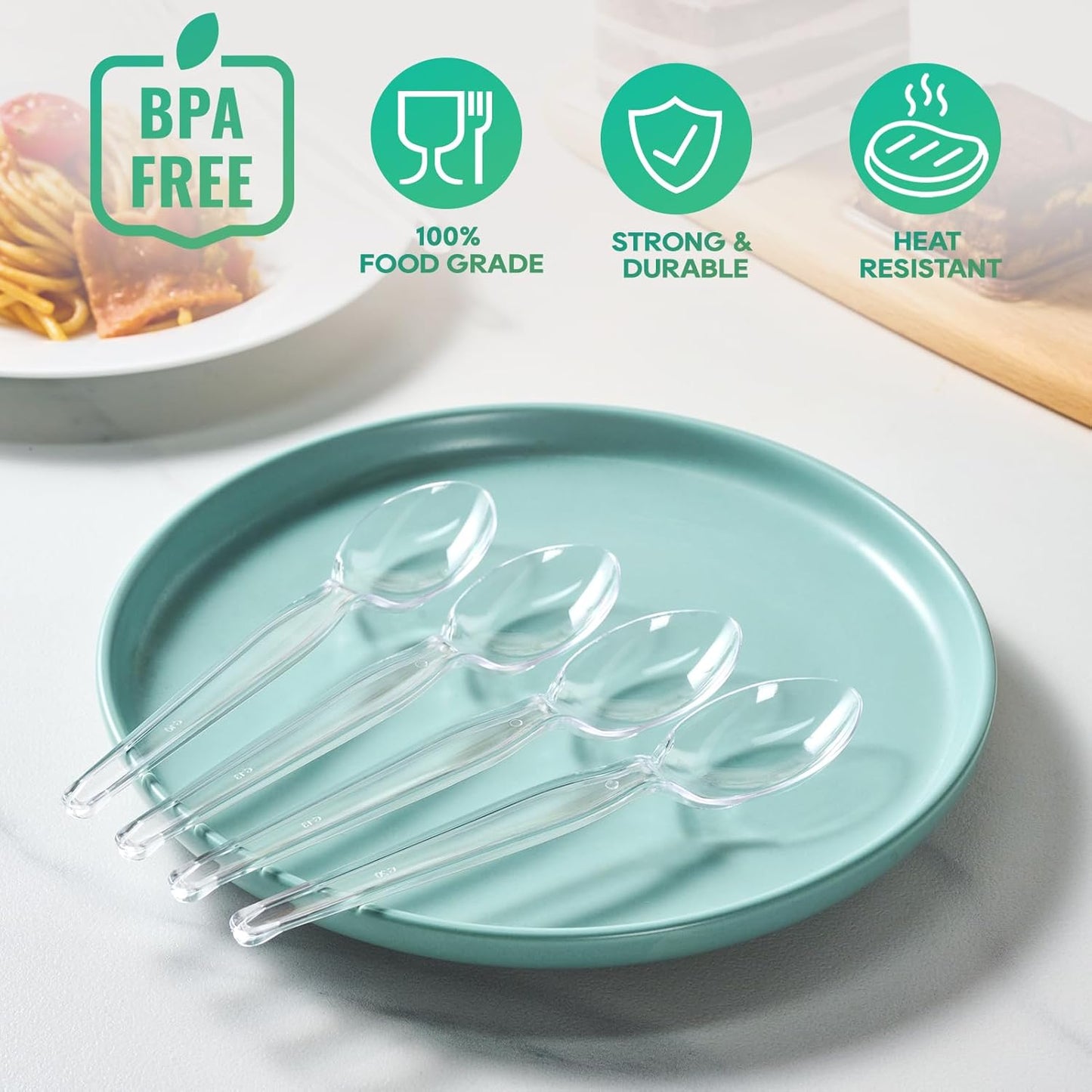 FOCUSLINE 360 Count Clear Plastic Silverware, 120 Forks, Knives and Spoons Each, BPA-Free, Heavy Duty Disposable Cutlery Set, Premium Disposable Flatware Plastic Utensils for Party Everyday Use