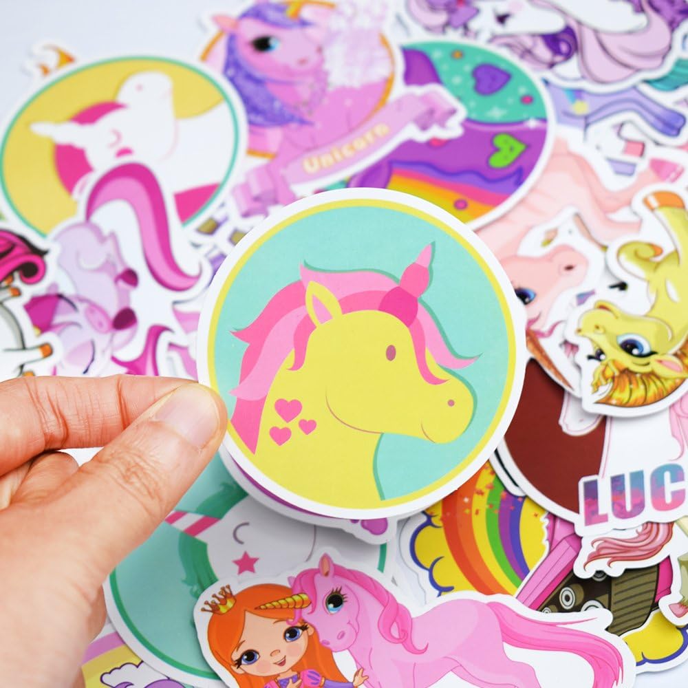 QTL Neon Stickers for Teens & Students Prizes, Waterproof Vinyl Party Favor Stickers, School Rewards, Water Bottle and Laptop, 50PCS - Colors B