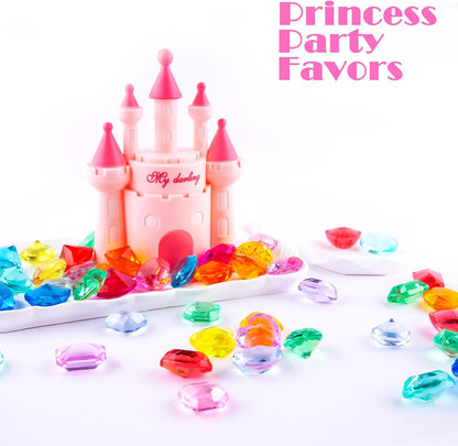 Niceup 150pcs Kids Plastic Gem Rings Bulk Toys Princess Party Favor Cupcake Topper Pinata Fillers Parade Throws Bulk Carnival Prizes Acrylic Gemstones Fake Jewel Treasure Toys Goodie Bag Fillers