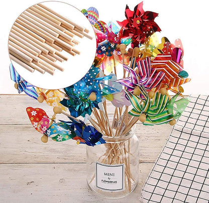 HOPELF 50PCS Bamboo Dowel Rods - 1/4 x 12 Inch, Assorted Hardwood Sticks for Crafts, Cake Dowels & DIY Projects