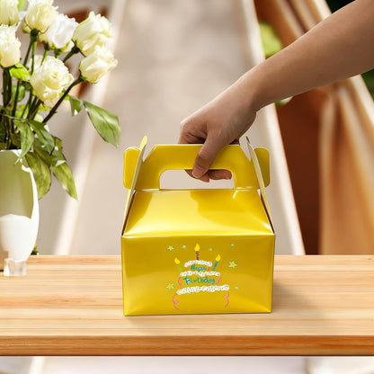 XAGLVV 24 Pack White Paper Gable Boxes,6.2 Inch Candy Boxes with Handle, Snack Party Favor& Gift Cookie bags for kids Birthday,Wedding, Baby Shower, Graduation.