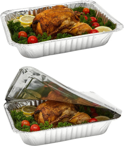 Waytiffer Aluminum Pans 9x13 Disposable Foil Pans (10 Pack) Half Size Deep Steam Table Pans Extra Thick for Baking, Cooking, Roasting, Heating, Serving & Lining Steam-Table Trays