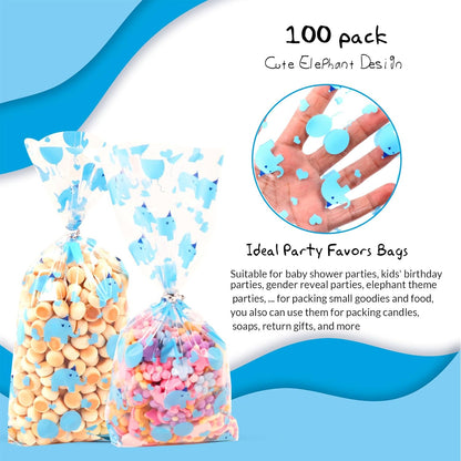100 Pcs Star Printed 5"X 7" Gift Wrap Cello Cellophane Treat Bags Party Favor bags Clear Candy Cookie Bag Plastic Poly Goodie Storage Bag with Twist Ties for Bakery,Birthday, Wedding ,Party Decorations (Gold)