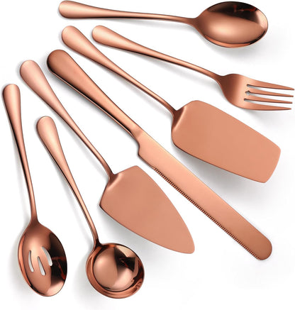 Stainless Steel Serving Utensil Set 10-Piece Buffet Flatware Catering Silverware with Bread Tong,Cake Spatula,Serving Ladles,Salad Fork,Cheese Knife,Large Spoon for Parties Buffet