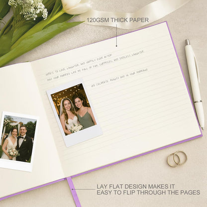 &And Per Se White Wedding Guest Book with Photo Spots – Elegant Hardcover Sign-in Book for Weddings, Baby Showers & Special Events – Blank & Lined Memory Keepsake Album