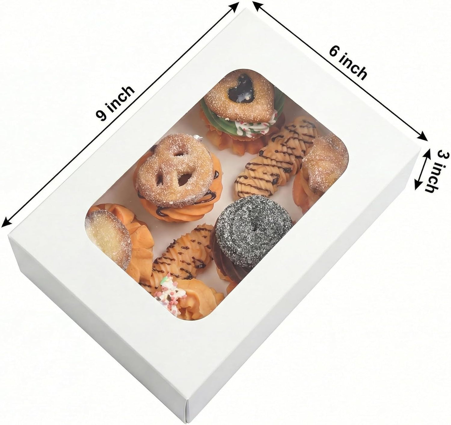 YEKTFS 24 Pcs Cookie Boxes with Window for Paper Gift Giving Brown Bakery Gift Boxes 9 x 6.3 x 3 Inch, Easy Estate Holiday Packaging for Cookie, Cupcaked, Donuts & Pastries