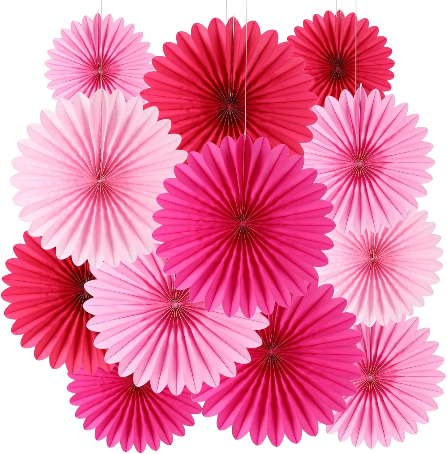 BestoFun 12PCS Paper Fans Hot Pink Party Decorations Tissue Paper Flowers Decorations Paper Fans Party Decorations for Girl Groovy Birthday Baby Shower Wedding Bachelorette Room Wall Hanging Décor
