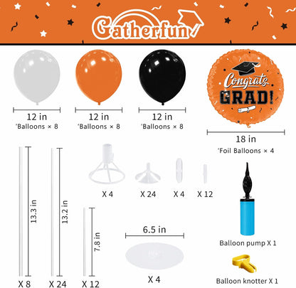 Graduation Decorations - 4 Set Balloon Stands, Class of 2026 Congrats Grad Table Centerpieces for Graduation Party Supplies(Gold& Black)