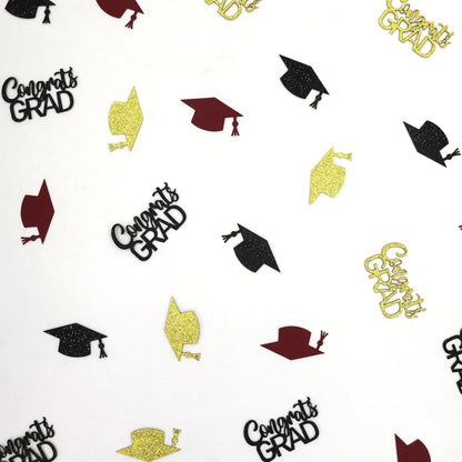 200PC Gold Graduation Confetti Class of 2026 Congrats Grad Confetti for Table Grad Cap Scatters for Graduation party decorations 2026