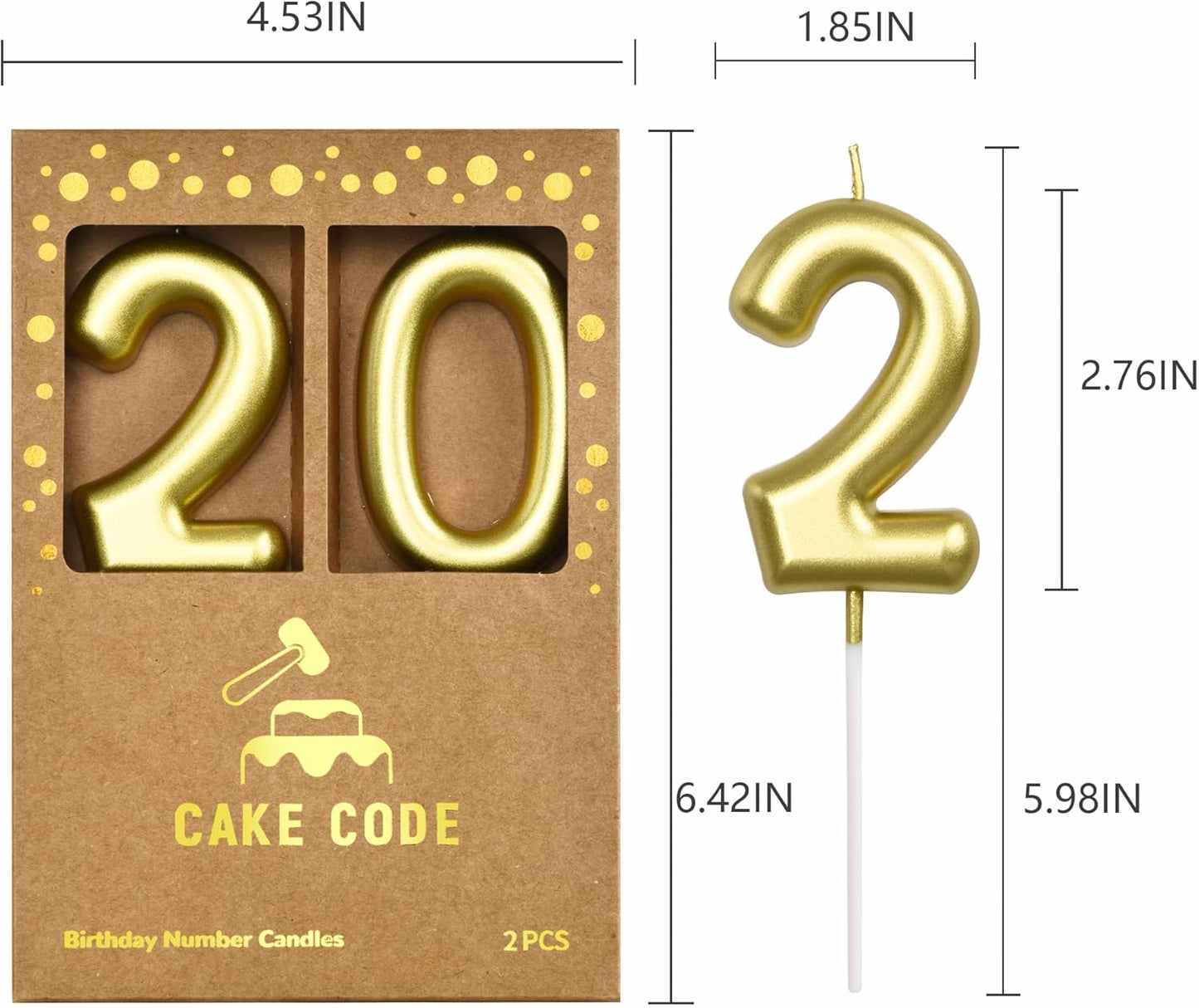2.76 Inch Classical Gold 5 Number Birthday Candles, Gold Number Candles, Cake Number Candles, Party Celebration