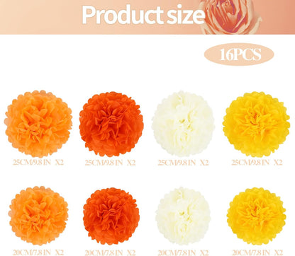 BestoFun 16 PCS Sage Green Party Decorations Tissue Paper Flowers Christmas Party Decors Hanging Pom Poms Decorations for Xmas New Year Winter Holiday Decorations