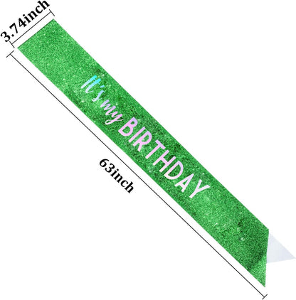 It's My Birthday Sash Black Glitter Sash with Hot Pink Foil Happy Birthday Decorations for Women Girls Men Boys Black Party Decorations