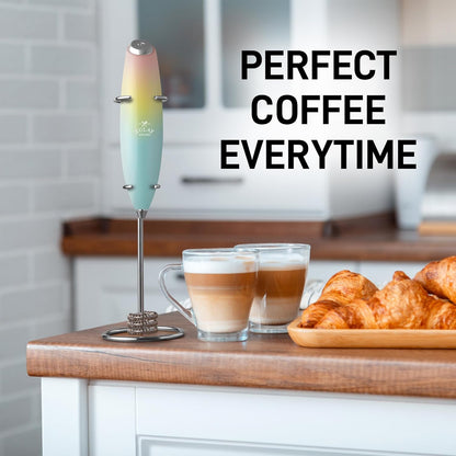 Zulay Kitchen Powerful Milk Frother Wand With Duracell Batteries - Ultra Fast Handheld Drink Mixer - Electric Whisk Foam Maker for Coffee, Lattes, Cappuccino & Matcha - Z1 Motor - Black - Colors D