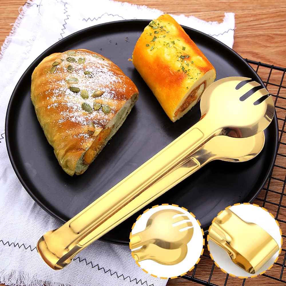 11 PCS Serving Utensils, Large Stainless Steel Spoons Forks Tongs, Pie Server, Great for Hostess Buffet Catering Banquet Party, Silver