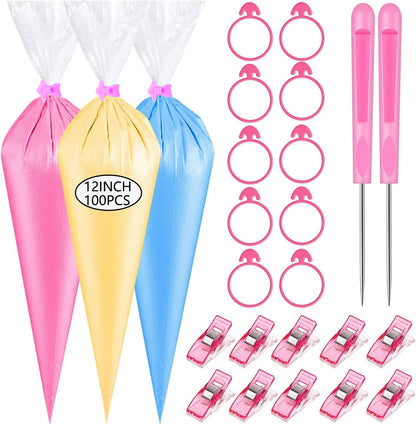 Piping Bags Disposable Pastry Bags 12 Inch 100PCS Thicken and Non-Slip Icing Bags Tipless Frosting Piping Bag for Cake, Cream Frosting and Cookie Decoration Supplies
