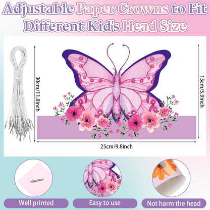 Gersoniel 24 Pcs Party Hats for Kids Paper Headbands Crown for Boys Girls, Birthday Party Decoration Favors