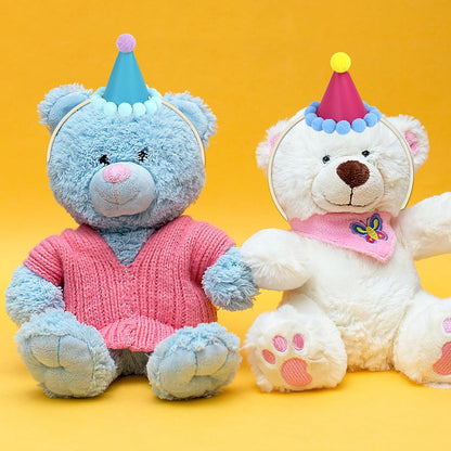 12 Pack Mini Party Hats for Stuffed Animals, Mini Hats with Pom Poms Dog Birthday Party Hats for Dolls Dog Cat Pet Birthday Decoration