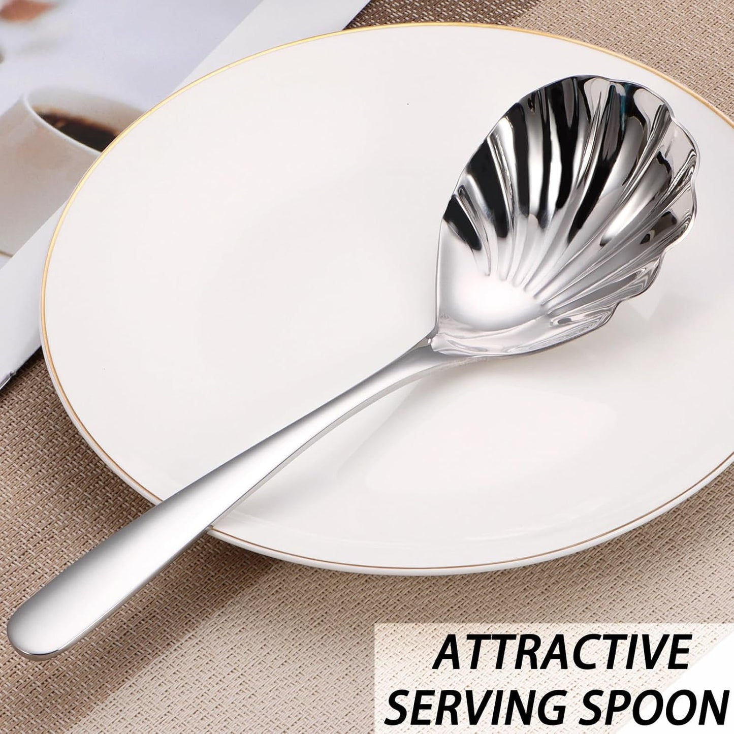 Large Serving Spoon, Stainless Steel Catering Serving Utensils for Party Buffet Dinner Banquet Cooking Kitchen Basics,Dishwasher Safe(Gold)