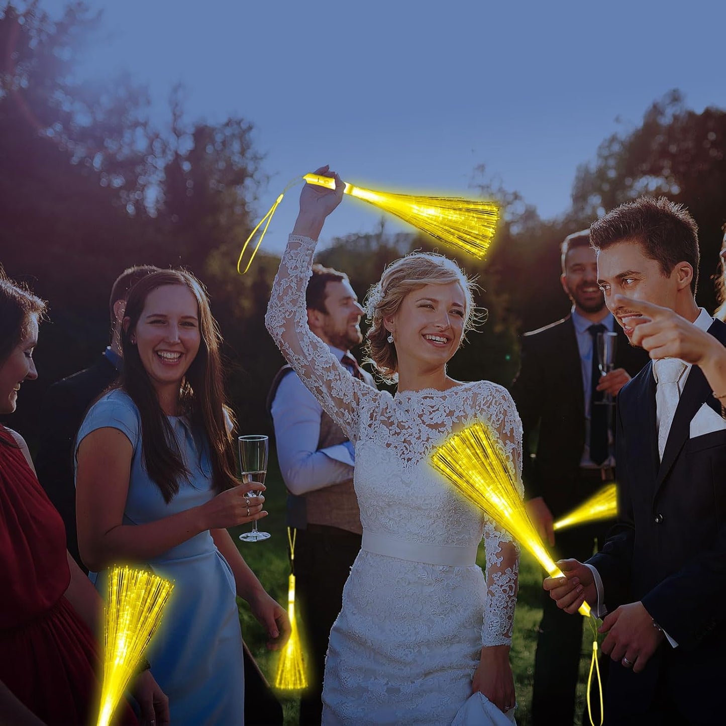 30 Pack Blue Fiber Optic Wands Glow Fiber Wands Bulk LED Light Up Wands with 3 Flashing Modes LED Flashing Sticks for July 4th Halloween Christmas Wedding Birthday Carnival Bachelor Party