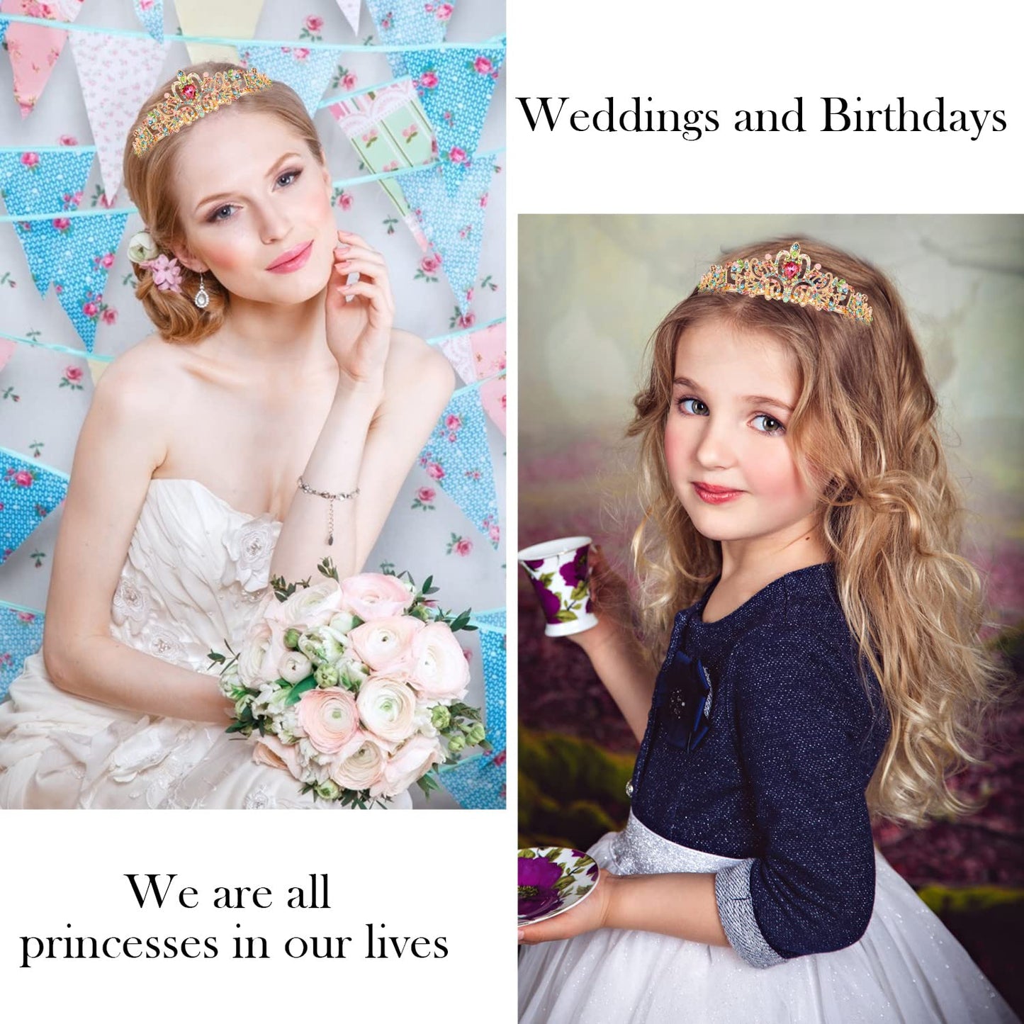 Princess Birthday Tiara - Happy Crown for Girls & Women, Decorative Accessory