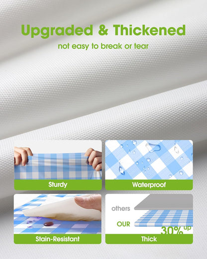 Pureegg Plastic Table Cloth Disposable 8 Pack, 54 x 108 Inch Table Cloths, Party, Picnic, Wedding, Decorative Tablecloths, Rectangle, White Plastic Cover, Leakproof & Sturdy, White