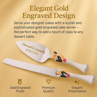 GIFTS INFINITY Personalized Wedding Cake Knife and Server Set with Engraving – Cake Cutting Utensil Set, Keepsake Gift for Wedding, Anniversary, Reception, Birthday & Other Occasions (CH-101WB)