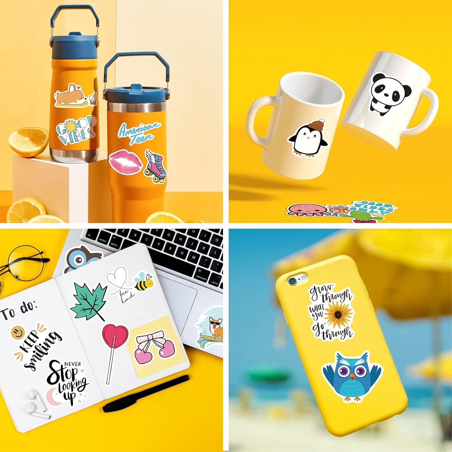Apakkai 600 Pcs Cute Stickers for Kids, Water Bottle Stickers for Teens, Kawaii Vinyl Phone Laptop Skateboard Animal Waterproof Sticker, Bulk Aesthetic Sticker Packs for Boys Girls Teacher