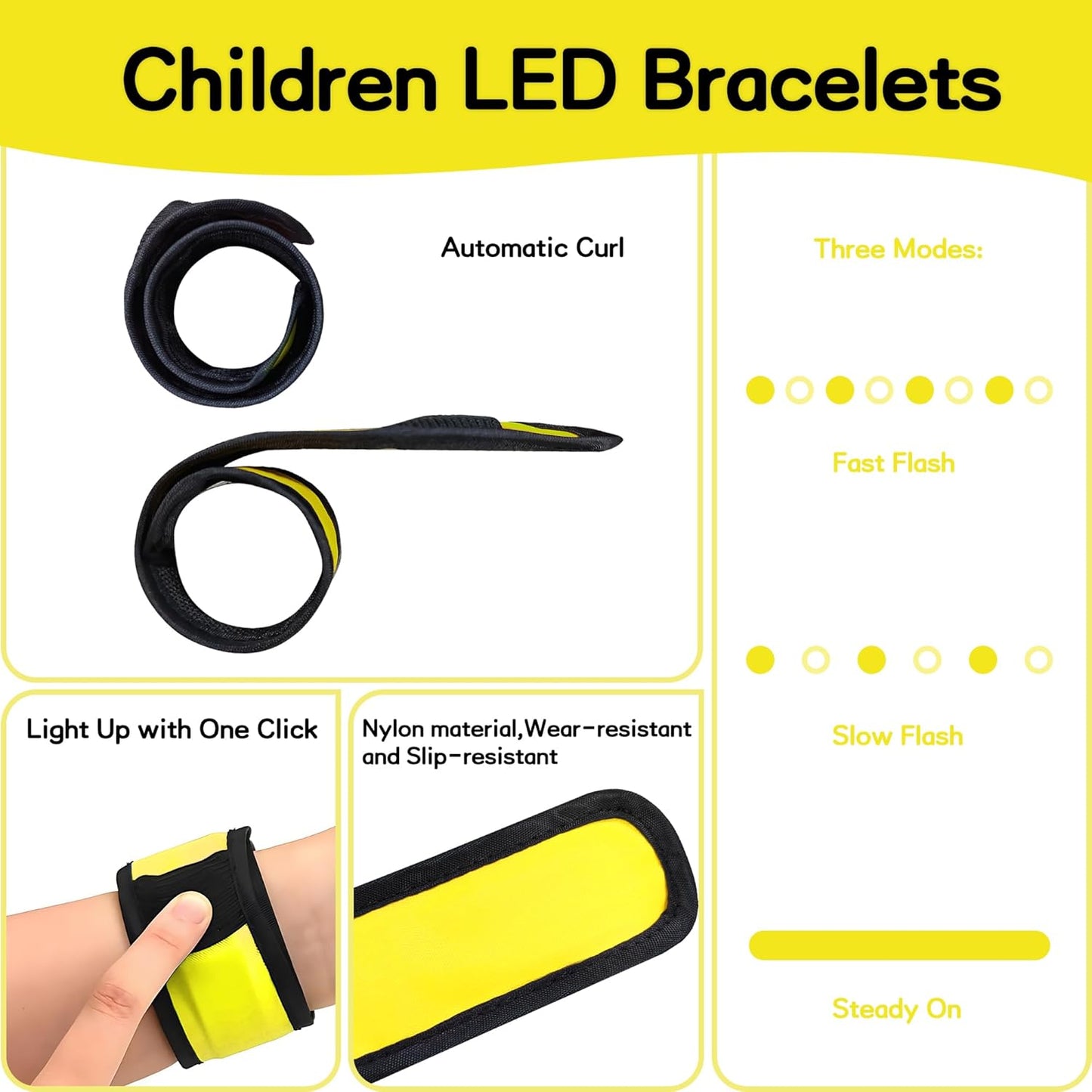 esonstyle 6 PCS LED Glow Bracelets, Night Safety Light Up Bracelets for Kids - Glow in The Dark Party Favors for Halloween, Christmas, Concerts, Festivals, Sports, Camping, Green