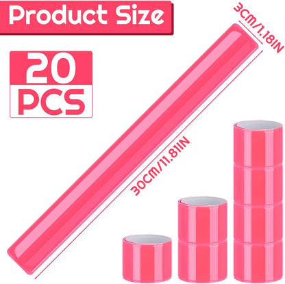 20 Pcs Reflector Snap Bands Fluorescent Slap Armbands High Visibility Slap Reflector Strips Safety Bands for Children Adults Boys and Girls When Cycling Running Hiking Jogging